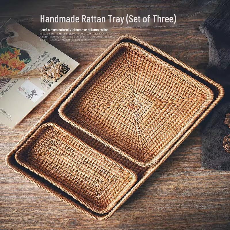 Rattan- und Bambus-Multifunktions-Aufbewahrungs- und Picknickkorb-Kollektion