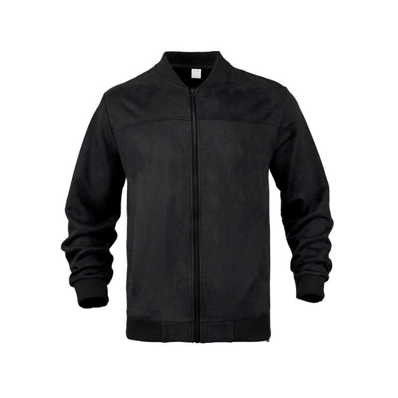 Veste zippée pour homme en daim d'automne couleur unie, décontractée rétro à manches longues