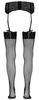 Cottelli LEGWEAR - Netzstrümpfe mit Spitze und dekorativer Schnürung M/L