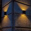 2PCS Solar Lights Up and Down Wall Lamp for Outdoor Fence Decoration Convex Mirror IP65 Water Proof 4 LEDs White Light