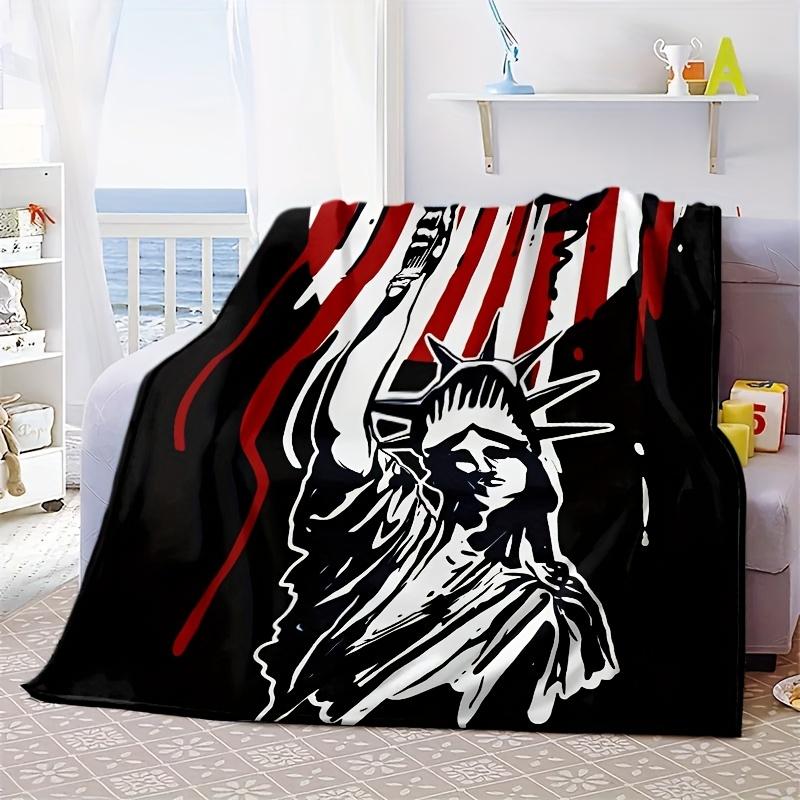 American-themed Design Pattern Flannel Printed Blanket Suitable for All Seasons Suitable for Living Room Office Sofa and Travel
