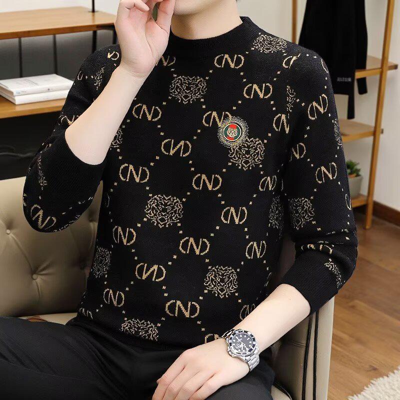 Men s Premium Mink Velvet Rhinestone Sweater - Autumn/Winter Slim Fit Warm Knit Top XL