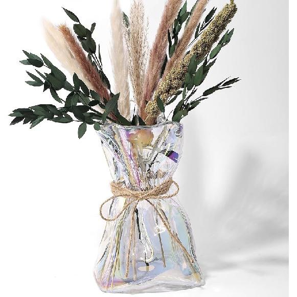 Glass Vase,Irregular Shaped Vase for Flower, Modern Minimalism Fashionable Vase,Home Bedroom Kitchen Office Wedding Holiday Decor Vase Irregular Glass Vase