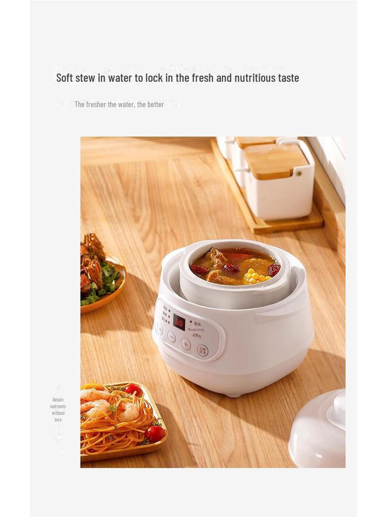 Electric Mini Ceramic Stew Pot with Timer - Auto Health Bird's Nest Steamer & Home Gift