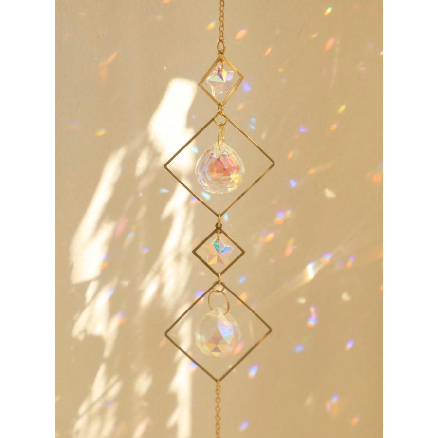 1 Stück Kristalle Sonnenfänger Bunt Hängender Sonnenfänger mit Kette Anhänger Ornament Kristallkugeln Regenbogenmacher für Fenster Zuhause Garten Büro