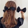 New Bow Pearls Chain Barrettes Hairpins For Women Rhinestone Spring Hair Clips Ribbon Headband Ponytail Hair Accessories
