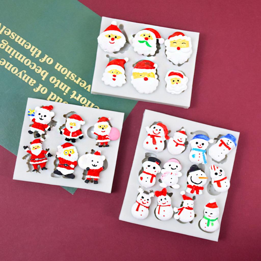 4 stk Julenisse Elg Snømenn Silikonform Fondant Sjokoladeform DIY Julekake Dessertform Bake DIY Forsyninger