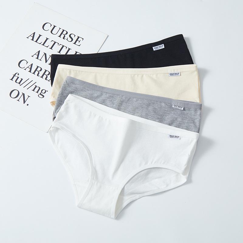 A001 Women's Mid-Waist Pure Cotton Solid Color Briefs