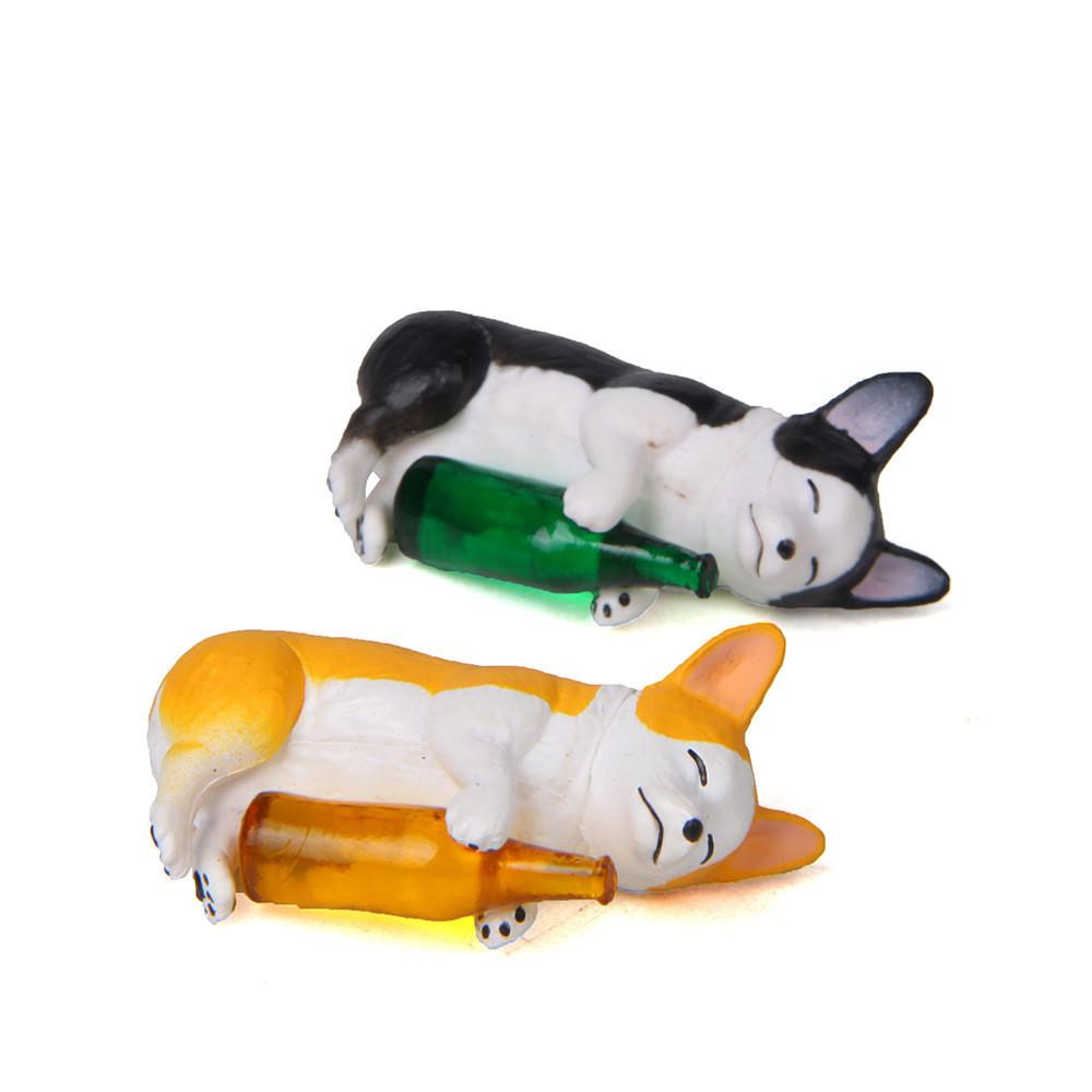 Cute Cartoon Corgi Husky Holding Bottle Mini Model For Gift Giving And Collection