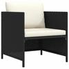 vidaXL Garden Sofa with Cushions Black Poly Rattan