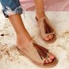 Summer New Foreign Trade Models Round Head Large Size Women's Outer Wear Hemp Rope Cool Slippers Tide