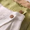 Women's Summer Casual A-Line Skirt Cotton Linen Mid Length Elastic Waist Flared Skirt
