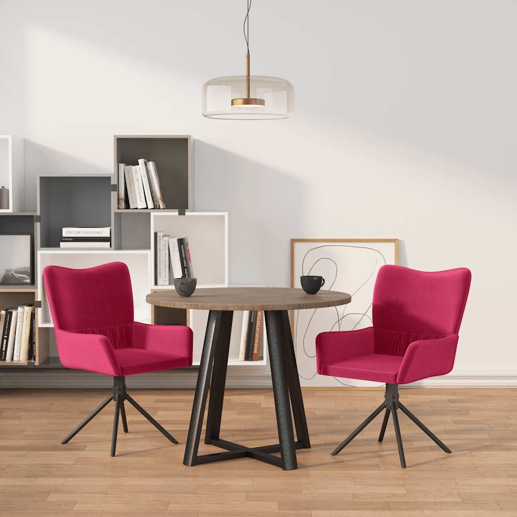 vidaXL Esszimmerstühle 2 Stk. Drehbar Weinrot Samt