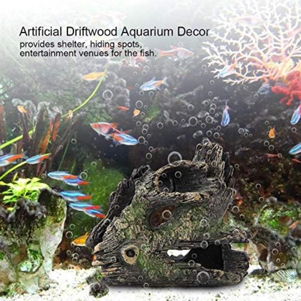 Holes Hollow Tree Trunk Artificial Resin Wood Hideout Aquarium Log Caves Fish Hiding  Fish Tank