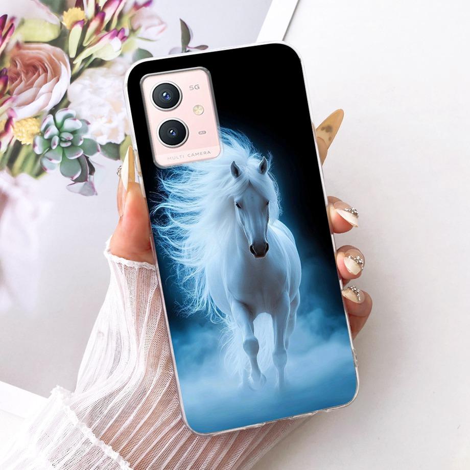 For Vivo Y33s Y55s Y55 Y75 Y21 Y21s Y21G Y21E Y21A Phone Case Floral Butterfly Bow Cat Dragon Bumper Soft Clear Silicone Cover