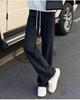 Women's Gray Herringbone Wool Pants, Autumn Winter, Plus Velvet, Narrow Wide-Leg Style, 2025.