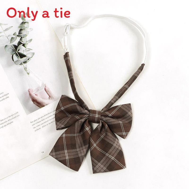 Checkered Retro Brown Striped Tie And Bow For Casual School Outfits Gifts And