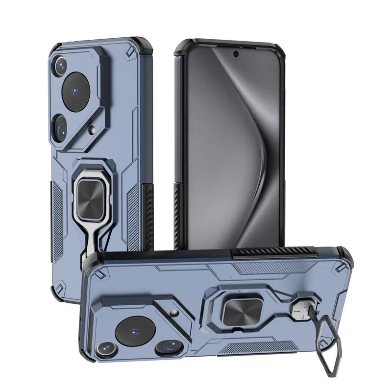 Shockproof Armor Holder Case For Huawei Pura 70 Ultra 70Pro Plus Car Magnetic Ring Lens Protect TPU+PC Back Cover for Pura70 Pro