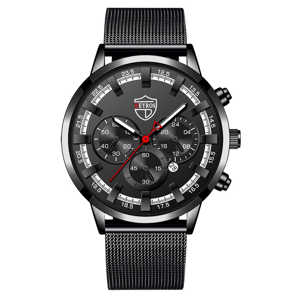 Deyros Stainless Steel Mesh Belt Men S Calendar Luminous Quartz Watch