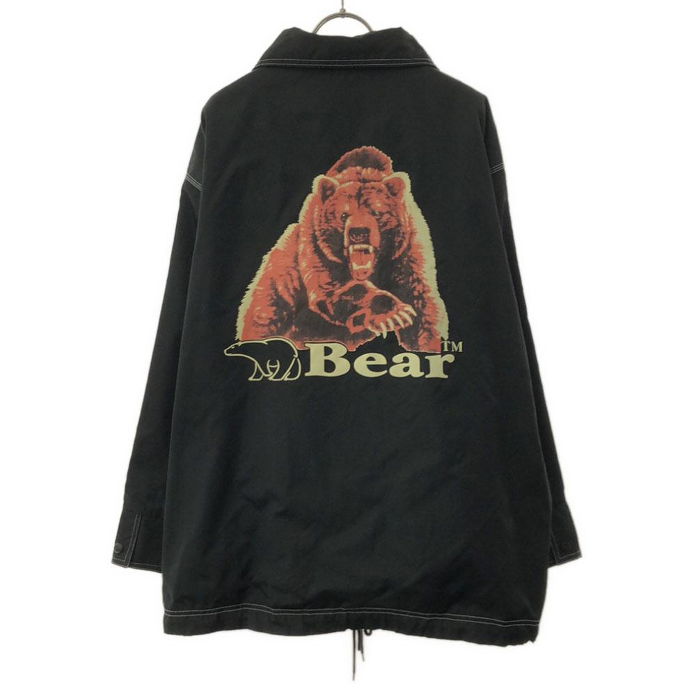 Bear 90s Back print Coach jacket Nylon jacket black Old Men's Used