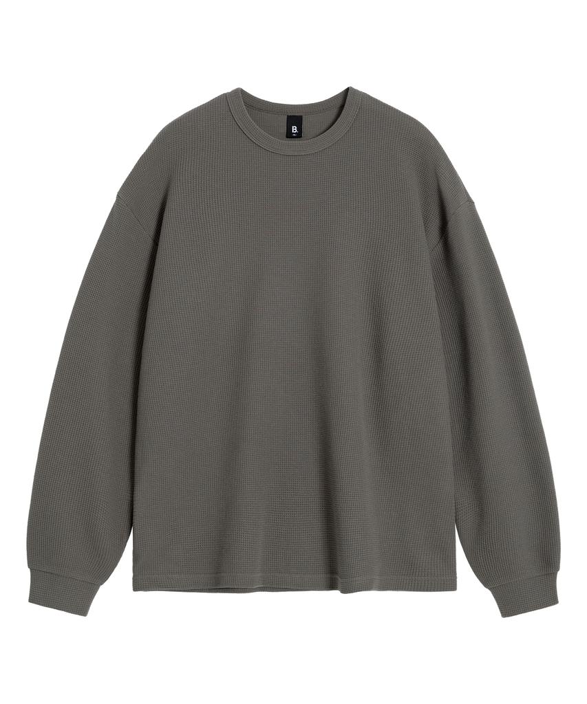 BRENSON ( Waffle ) Oversized Waffle Ribbed Long Sleeve Tee ( 4 Colors )