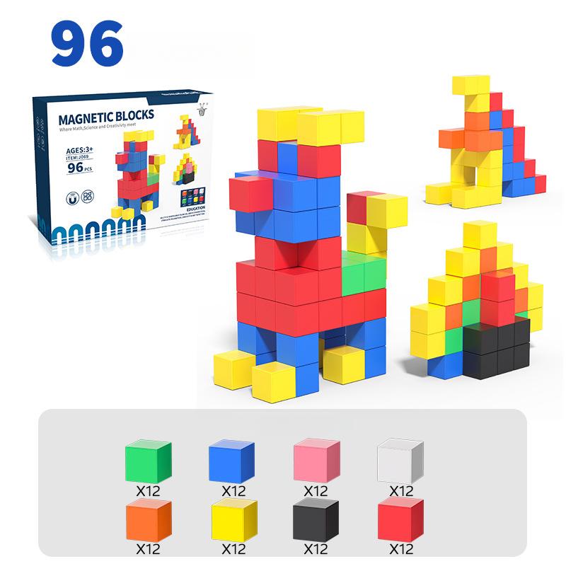 

Магнитные блоки Большие магнитные строительные блоки для малышей 3 4 5 6 7 8 лет Мальчики Девочки Магнитные кубики для детей Игрушки Монтессори Игра STEM 96 PCS разноцветный
