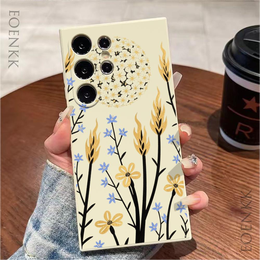 Simple Flower Pattern Soft Phone Case For Samsung Galaxy S25 S24 Ultra S23 S22 S21 S20Ultra FE Plus Note10 20 Lite Fashion Cover