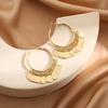 Fashion Metal Disc Tassel Hoop Earrings Gold Silver Luxury Design