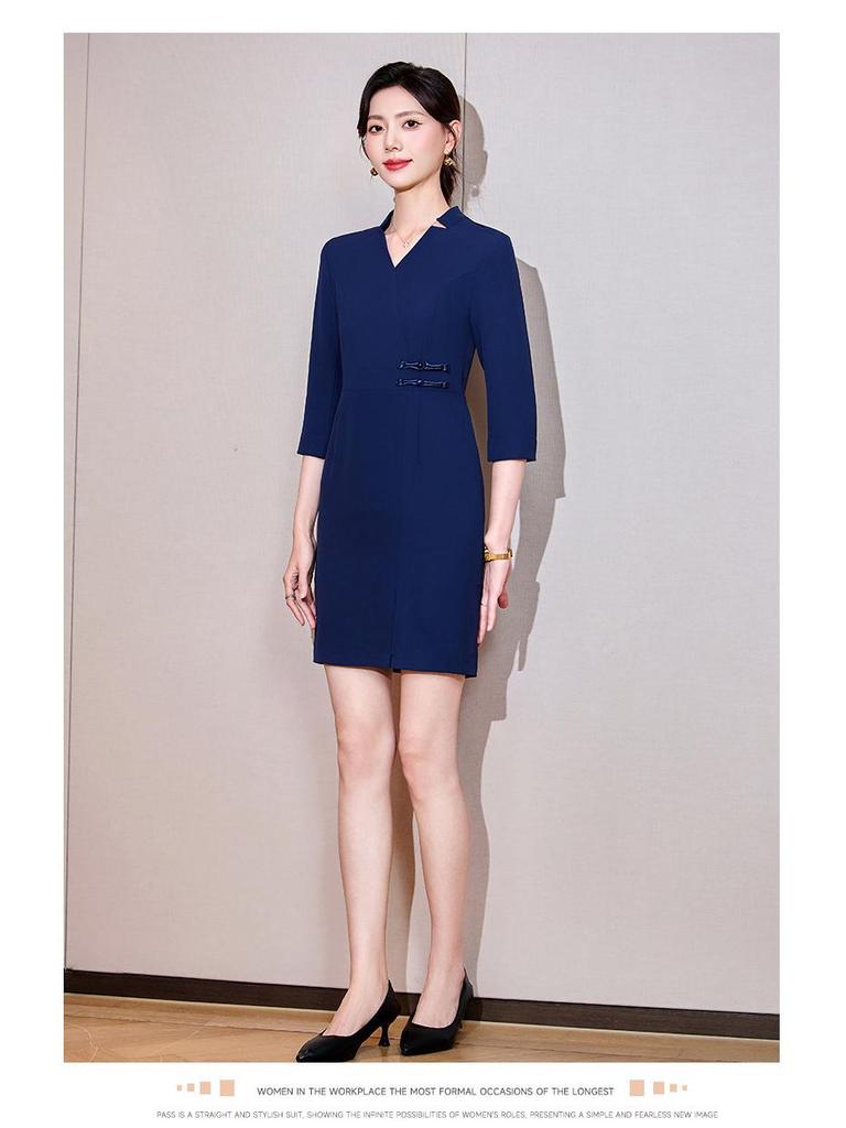 Women's Summer Professional Dress for Hotel Reception, Sales, Office, Jewelry Store, or Beautician Uniform