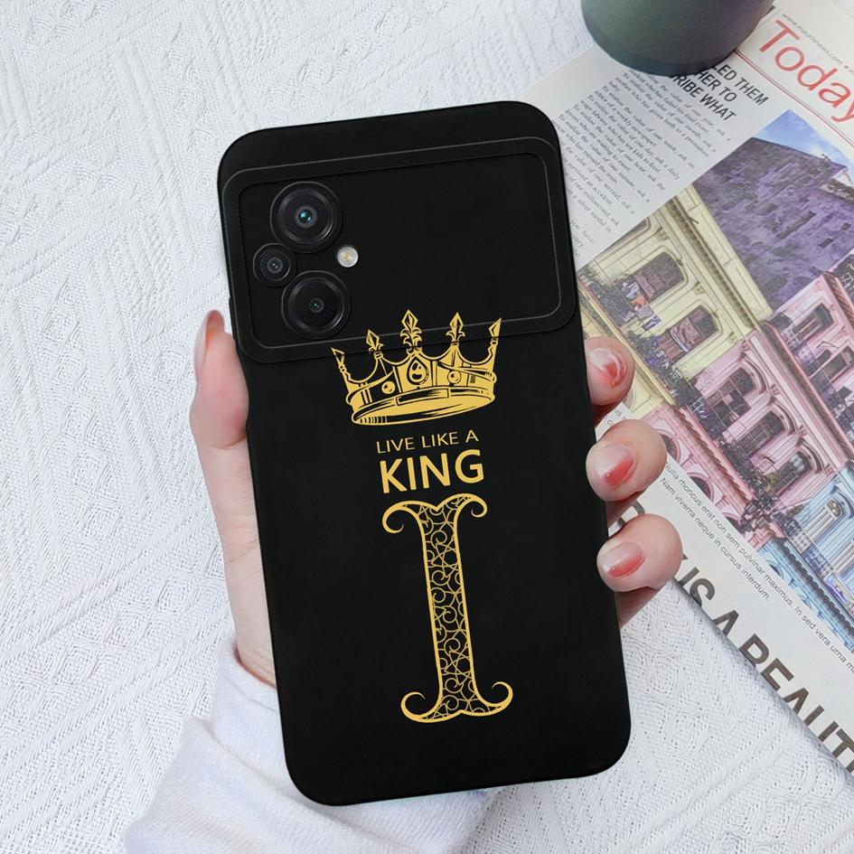 Case For Xiaomi Poco C40 C50 C55 F3 F4 F5 Pro M2 M3 Pro Luxury Phone Bag Crown Letters Soft Silicone Shockproof Matte Square Cover For Xiaomi Bumper