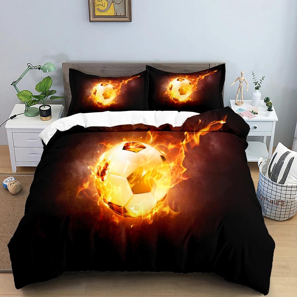 Football Bedding Set 3D Soccer Child Duvet Cover Single Double Sports Boy Home Textile Comforter Nordic Covers For Bed King Full