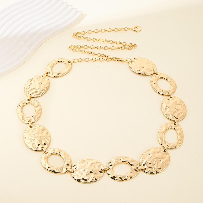 European and American versatile metal pleated ring chain waist chain female simple punk wind ripple ring body chain
