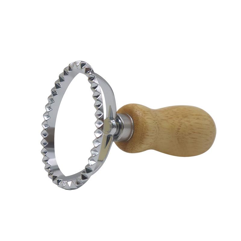 Zinc Alloy Biscuit and Dumpling Edge Embossing Cutter with Wooden Handle