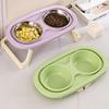 Non Slip Stainless Steel Double Bowl Pet Food Dish With Anti Spill Design For Cats And Dogs Durable Easy Clean