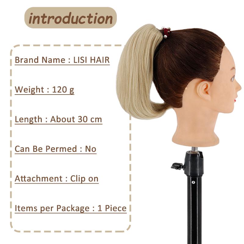LISI HAIR Women Short Ponytail Hair Extensions Clip On Natural Ponytail Wig Synthetic Fiber Hair Suitable for Party Daily Use