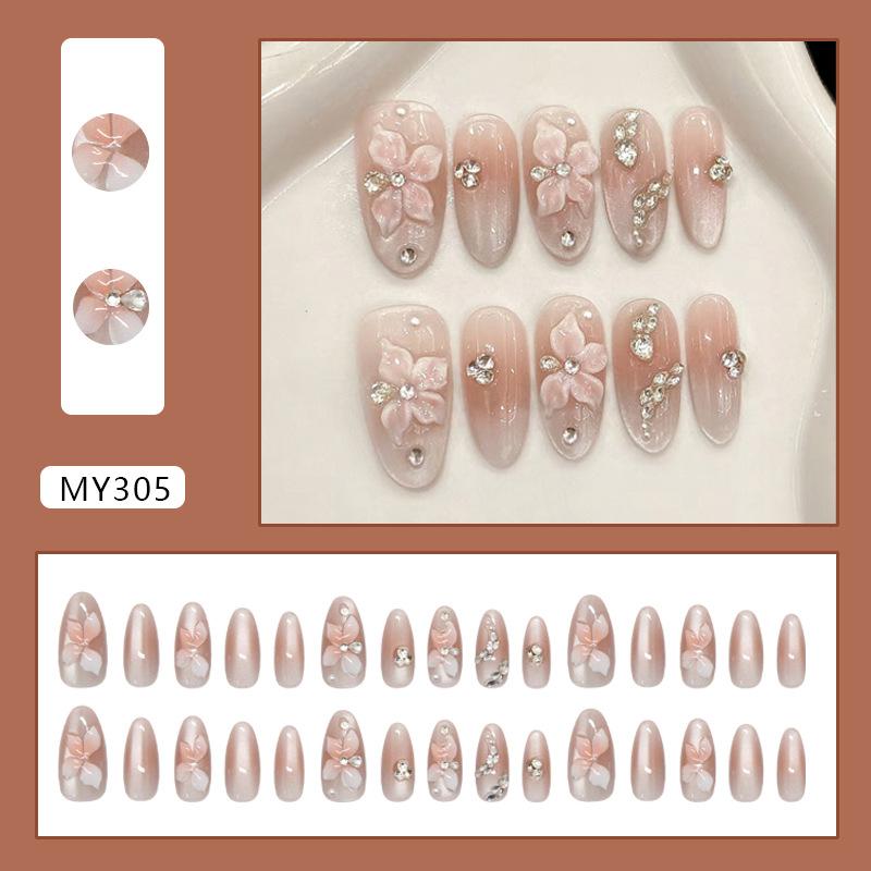 

Тіло Камінь Котяче око Кришталева Лілія Блиск Насичений Алмазний Рум яна Солодкий Європейський та Американський ins Стиль Знімні Накладки для Манікюру 30 штук