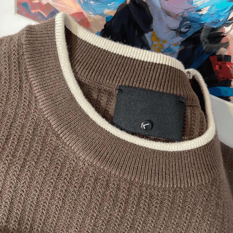 Round Neck Men's Sweater Thickened Sweater Autumn and Winter Men's Wear Warm All-Matching Sweater Slim Bottoming Fashion Brand Cotton Knitwear