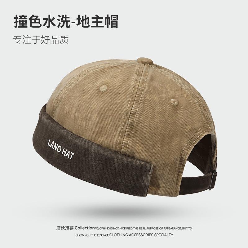 Yuppi hat men's autumn and winter beanie landlord hat washed retro casual personality melon fur hat women