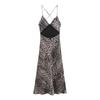 Fashion Style 2024 Autumn New Women's Clothing Stylish Silk Satin Texture Leopard Print Sling Dress 8775500
