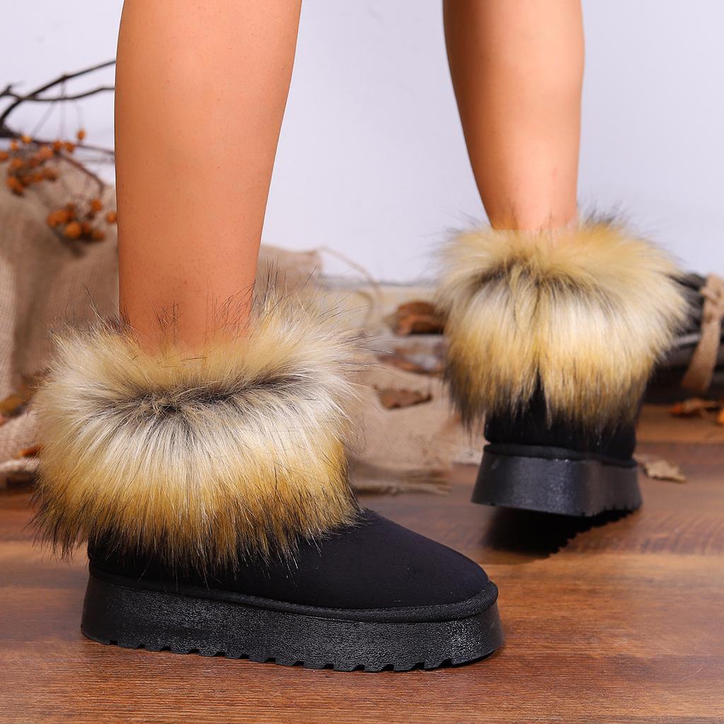 Nowe buty bawełniane typu muffin na grubej podeszwie Mao Mao zapewniają ciepło i mają pogrubioną podeszwę zewnętrzną z TPR, są antypoślizgowe, futro zintegrowane ze śniegiem