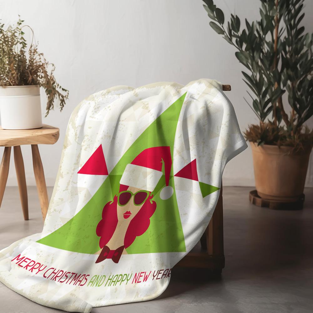 

Soft Flannel Throw Blanket Cozy Warm Home Decor Living Room Bedding Gift Christmas Pattern Design Festive Holiday Style 75x90cm