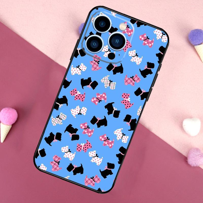 Scottish Terrier Pattern Case For iPhone 16 Pro Max 11 12 13 Mini 14 15 Pro Max 16 Plus XR 16e Phone Back Cover