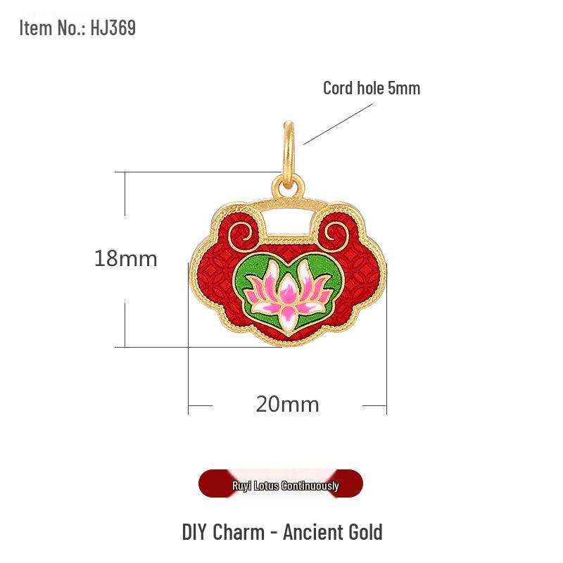 Ancient Gold Cloisonné Ethnic Charm Spacer Beads Pendant for DIY Bracelet Mala Accessories