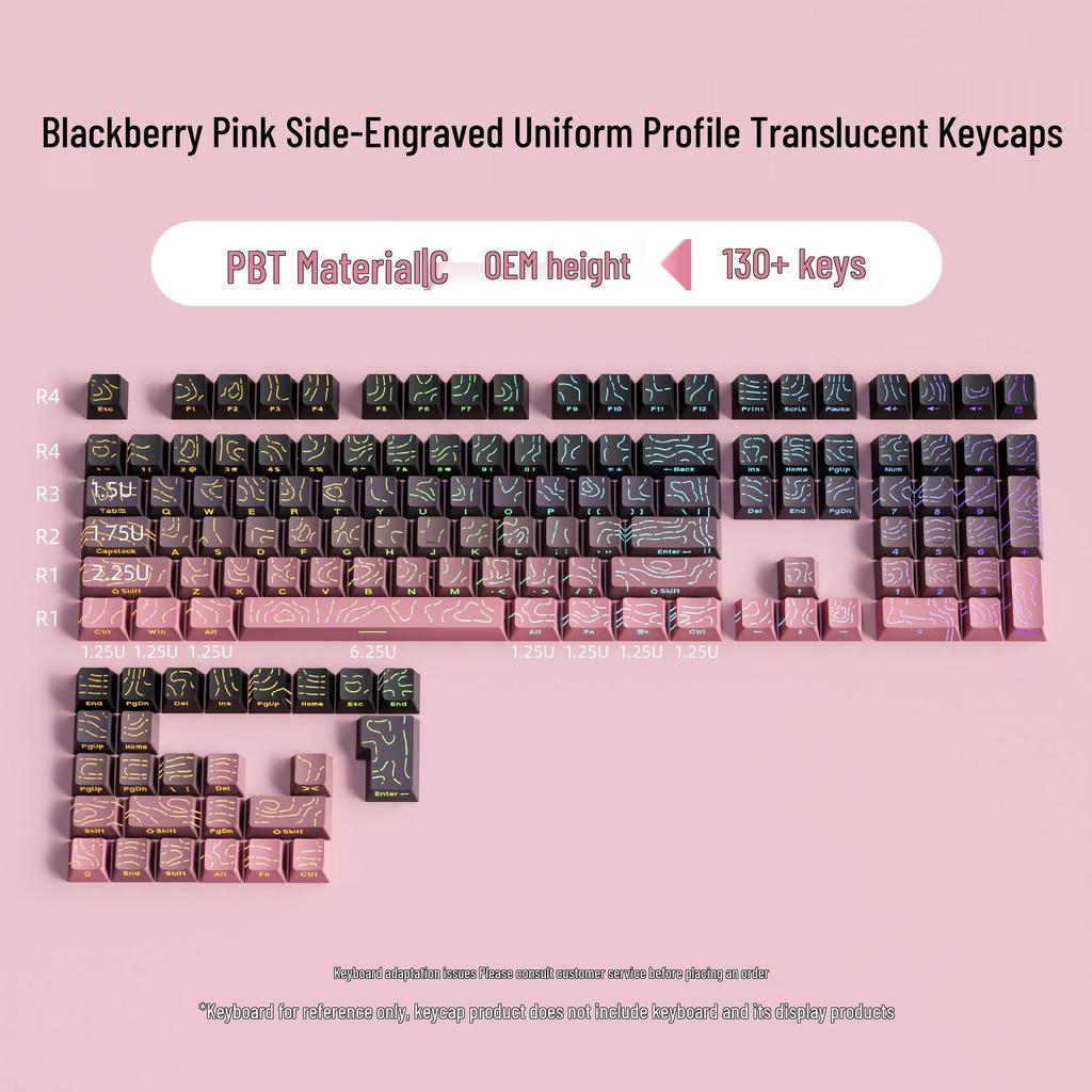 Contour PBT Translucent Side-Printed Mechanical Keyboard Keycaps with Magnetic Switch, Original Height, Two-Color Full Set (130/97)
