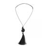 SHIXIN Fashion Creative Acrylic Conch Tassel Pendant Long Necklace for Women Adjustable Wax Thread Sweater Chain Jewelry Gifts