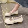 Mary Jane shoes women's summer 2025 new pearl buckle gentle evening shoes light mouth thick heel soft sole single shoes women