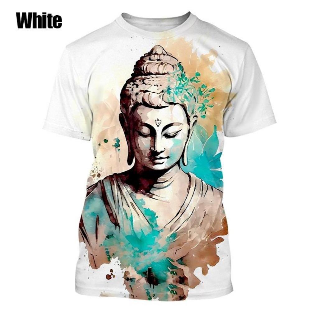 3D Buddha Shakyamuni Printing T Shirt For Men Round Neck Short Sleeve Kid Cool Buddhist Faith Tops T Shirts Harajuku Clothes Tee