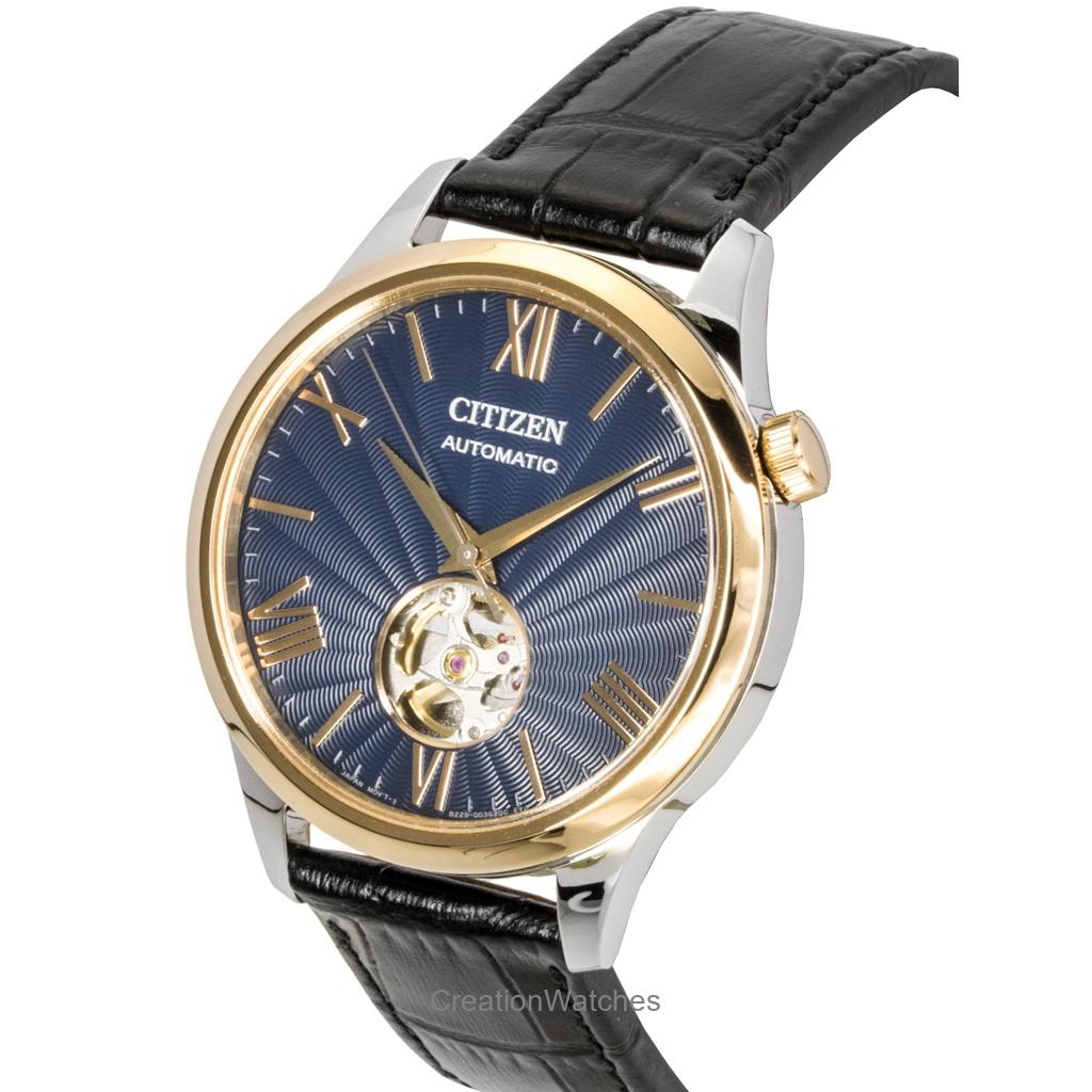 Citizen Leather Strap Open Heart Blue Dial Automatic NH9136-02L Men's Watch