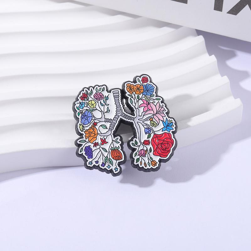 Floral Organ Lung Enamel Pins Biological Art Brooches Lapel Badges Flowers Anatomical Human Lungs Jewelry Gift for Friends