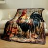Vintage Rooster Floral Blanket Bedroom Blanket for Livingroom Couch Lunch Break Soft Throw for Friend's Festival Gift